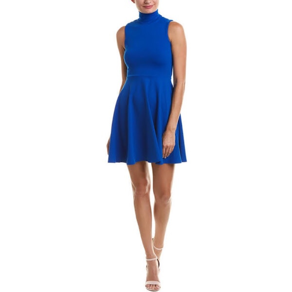 Turtle flared blue mini dress